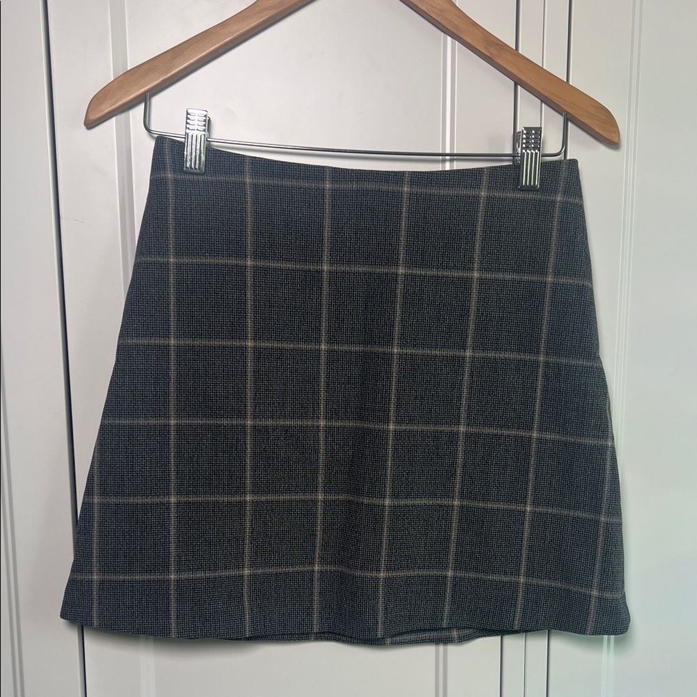 Wilfred Black and Gray Checkered Mini Skirt
